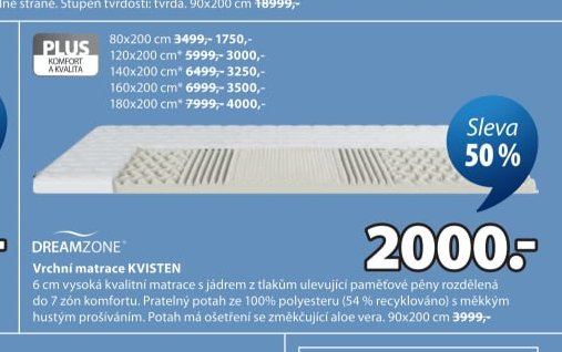Vrchní matrace KVISTEN