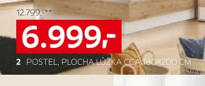 POSTEL, PLOCHA LŮŽKA CCA 180X200 CM