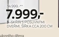 SKŘÍŇ S POSUVNÝMI DVEŘMI, ŠÍŘKA CCA 200 CM