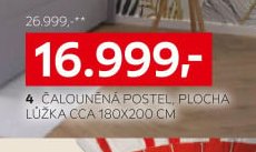 ČALOUNĚNÁ POSTEL, PLOCHA LŮŽKA CCA 180X200 CM
