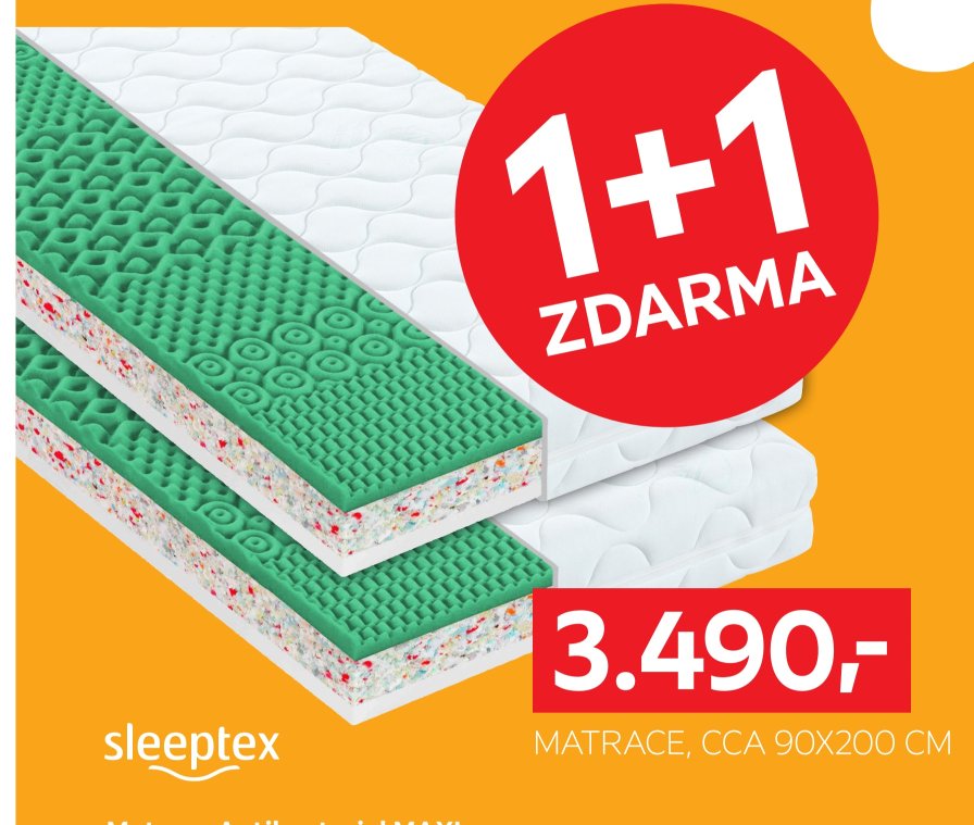 Matrace Antibacterial MAXI, tvrdost H3/H4, výška cca 18 cm, cca 90x200 cm