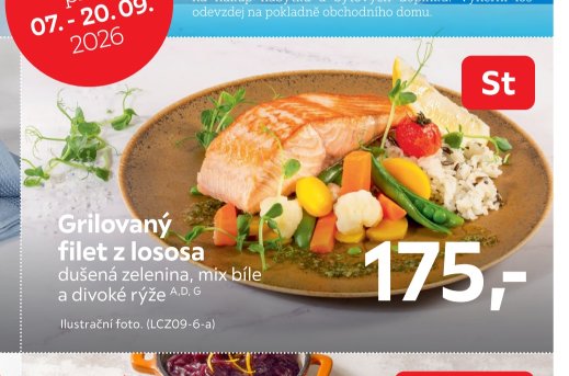Grilovaný filet z lososa dušená zelenina, mix bílé a divoké rýže