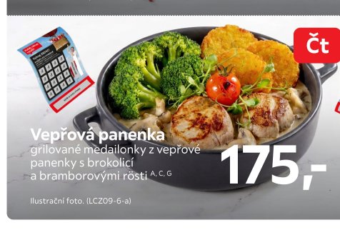 Vepřová panenka grilované medailonky z vepřové panenky s brokolicí a bramborovými rösti