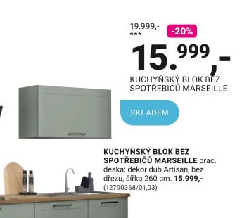 KUCHYŇSKÝ BLOK BEZ SPOTŘEBIČŮ MARSEILLE