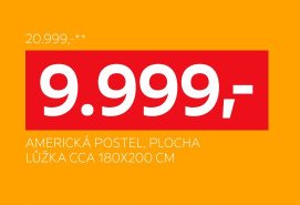 AMERICKÁ POSTEL, PLOCHA LŮŽKA CCA 180X200 CM