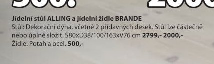 Jídelní stůl ALLING a jídelní židle BRANDE