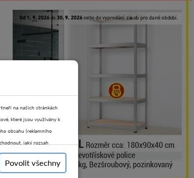 Regál, rozměr cca 180x90x40 cm