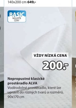 Nepropustné klasické prostěradlo ALVA