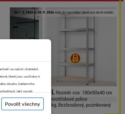 Regál, rozměr cca: 180x90x40 cm