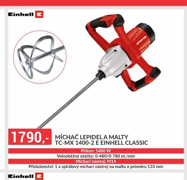 MÍCHAČ LEPIDEL A MALTY TC-MX 1400-2 E EINHELL CLASSIC