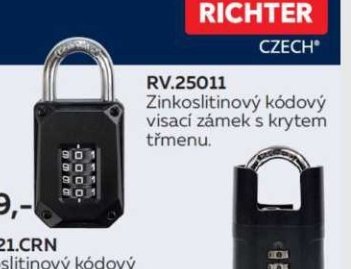 RV.25011 Zinkoslitinový kódový visací zámek s krytem třmenu