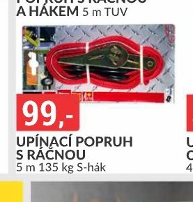 UPÍNACÍ POPRUH S RÁČNOU 5 m 135 kg S-hák