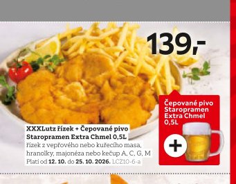 XXXLutz řízek + Čepované pivo Staropramen Extra Chmel 0,5l