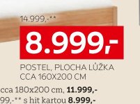Postel, plocha lůžka 160x200 cm