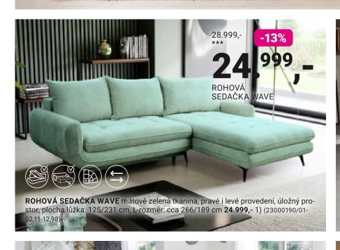 ROHOVÁ SEDAČKA WAVE