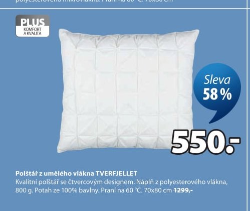 Polštář z umělého vlákna TVERFJELLET