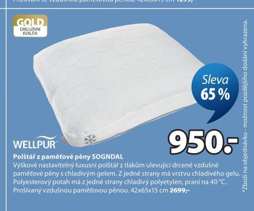 Polštář z paměťové pěny SOGNDAL