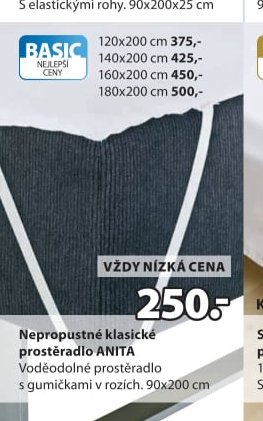 Nepropustné klasické prostěradlo ANITA